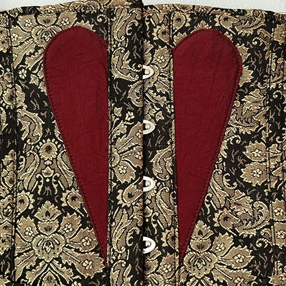 Heavy Red • Alice en Splendeur Dément - Gold & Red Brocade Heart Corset Sz Large - Picture 4 of 17